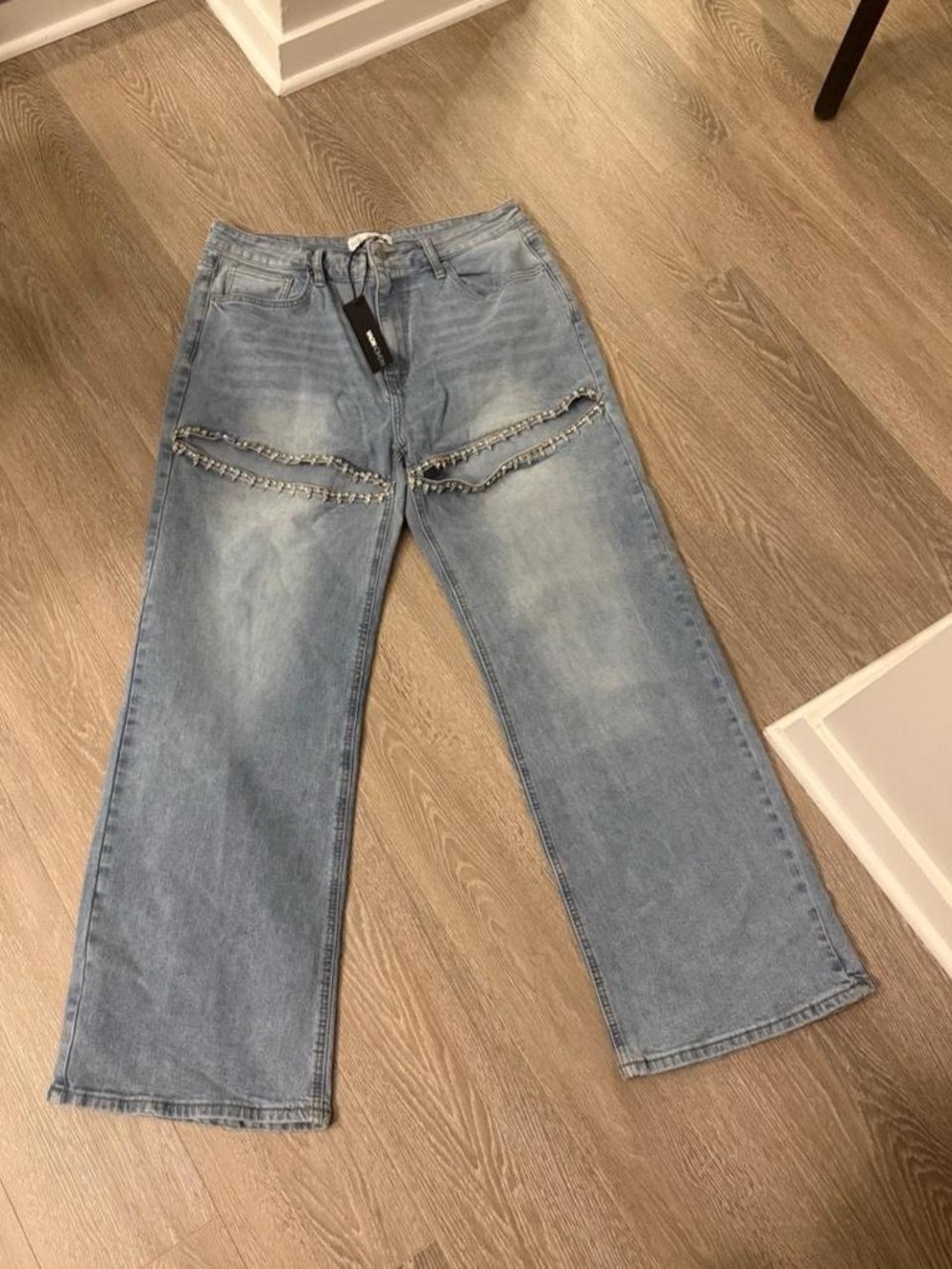 Fashion Nova NWT You Belong With Me Stretch Embellished Straight Jeans, 16 Plus - Picture 2 of 6